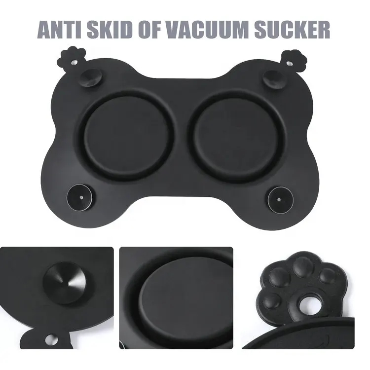 Cuencos de alimentación elevados de silicona plegables para perros, cuencos de alimentación de acero inoxidable, alimentador lento