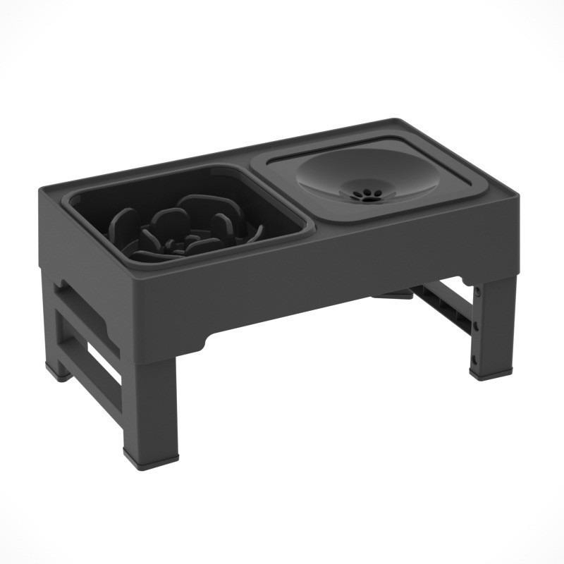 Llegada 2-in-1 Cuencos Elevados Dobles para Perros Plegables de Acero Inoxidable 4 Comedero Elevado para Mascotas Ajustable en Altura y Lento