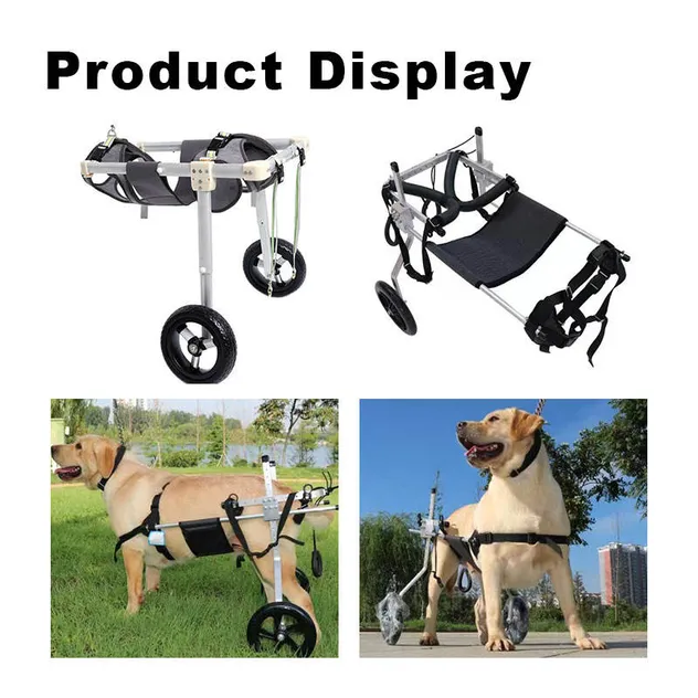 Silla de ruedas trasera ajustable de aluminio para perros grandes discapacitados en recuperación de movilidad