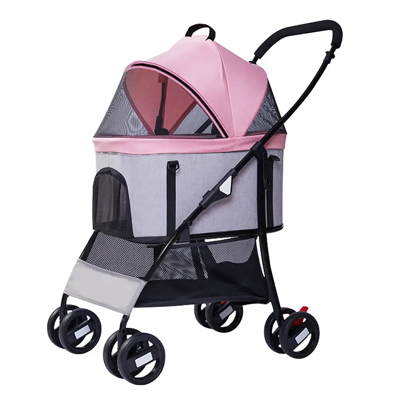Bolsa de transporte para perros y gatos de tela Oxford con carrito de acero inoxidable