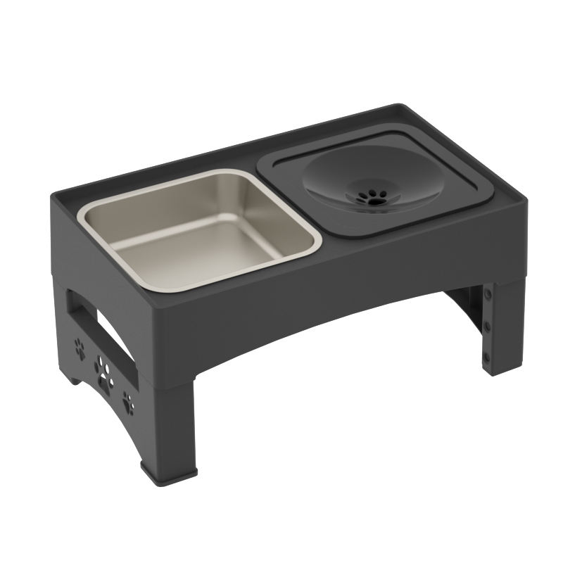 Comedero elevado ajustable para perros con tazón de alimentación lenta para protección cervical de mascotas