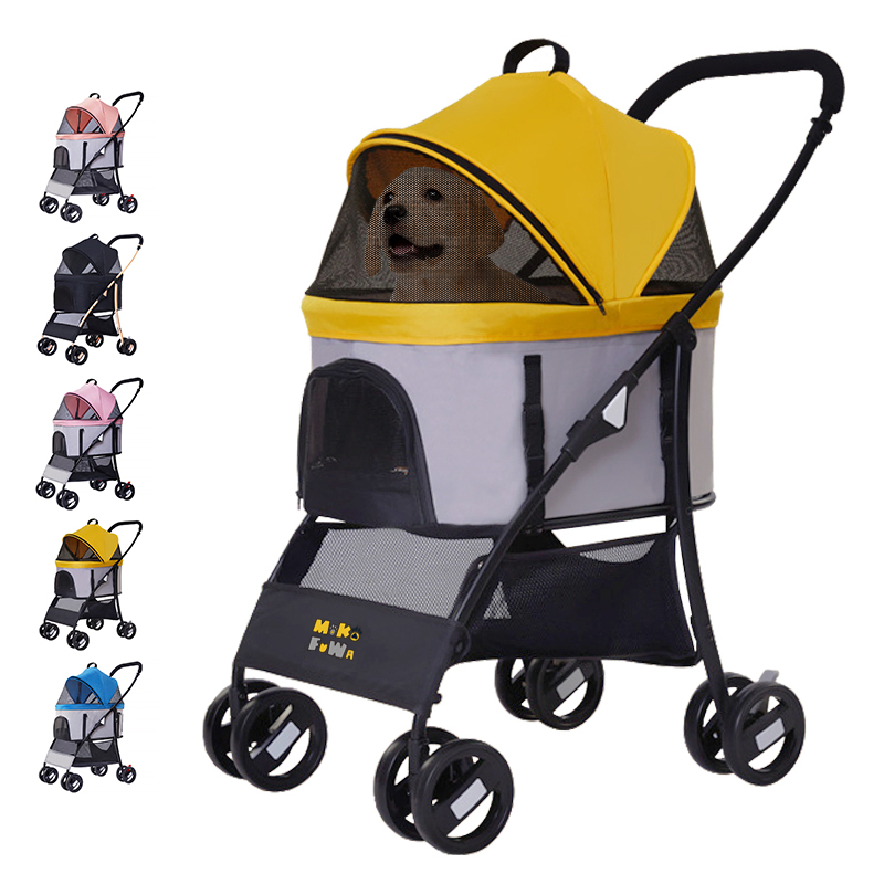 Bolsa de transporte para perros y gatos de tela Oxford con carrito de acero inoxidable