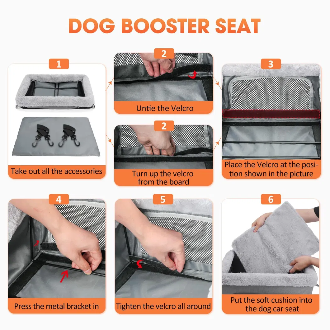 Asiento elevador para perros, transportadora, cama de malla transpirable, marco de metal, bolsa de viaje, hebilla de seguridad, asiento para perros en el coche