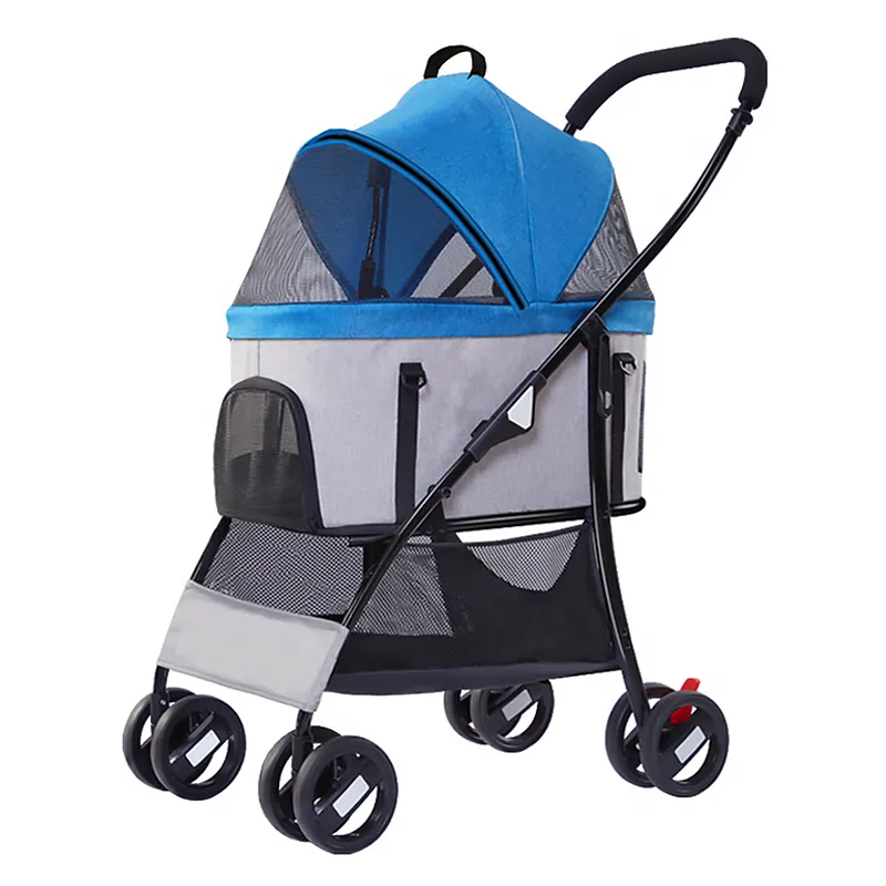 Bolsa de transporte para perros y gatos de tela Oxford con carrito de acero inoxidable
