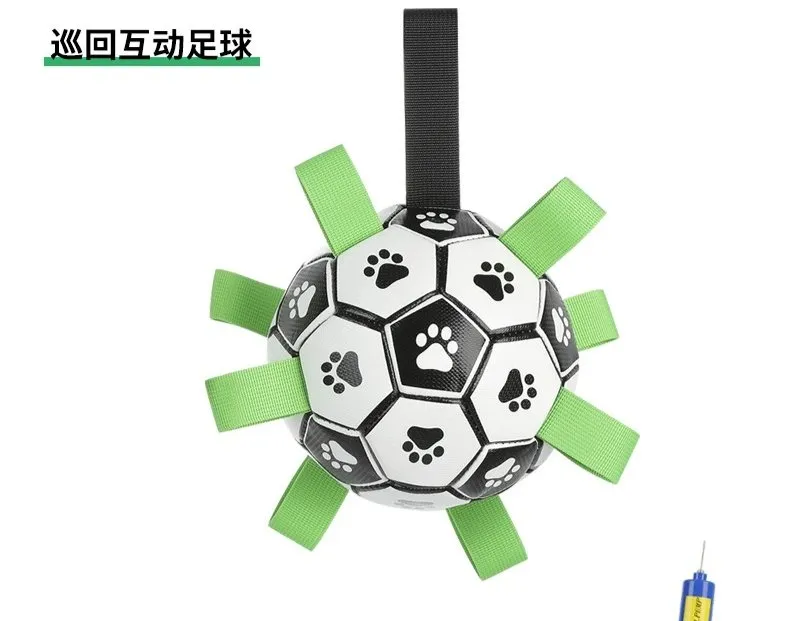 Venta al por mayor de fábrica pelota de fútbol resistente a mordeduras para mascotas, estilos de felpa con campanas, juguete interactivo de entrenamiento para perros, logo personalizado disponible