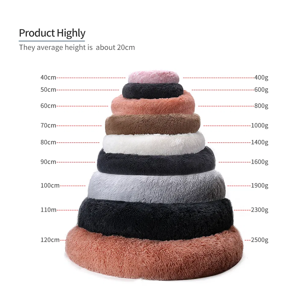 Cama para mascotas de felpa sintética larga, cómoda, impermeable, en forma de dona, cama redonda para perros, cama para gatos, cojín para mascotas removible