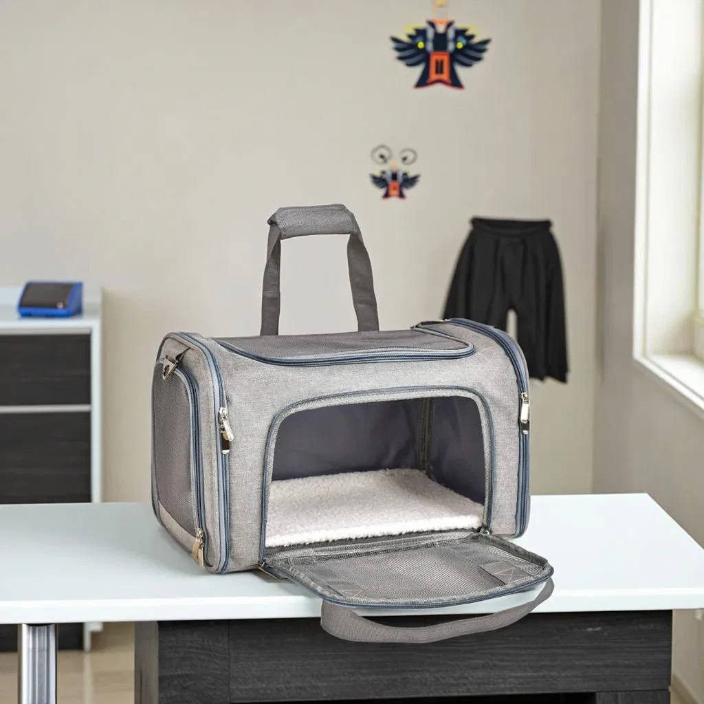 Bolsa transportadora expandible y plegable para mascotas para viajar con ventanas de malla transpirable, diseño duradero y ligero para gatos y perros pequeños, uso en interiores y exteriores