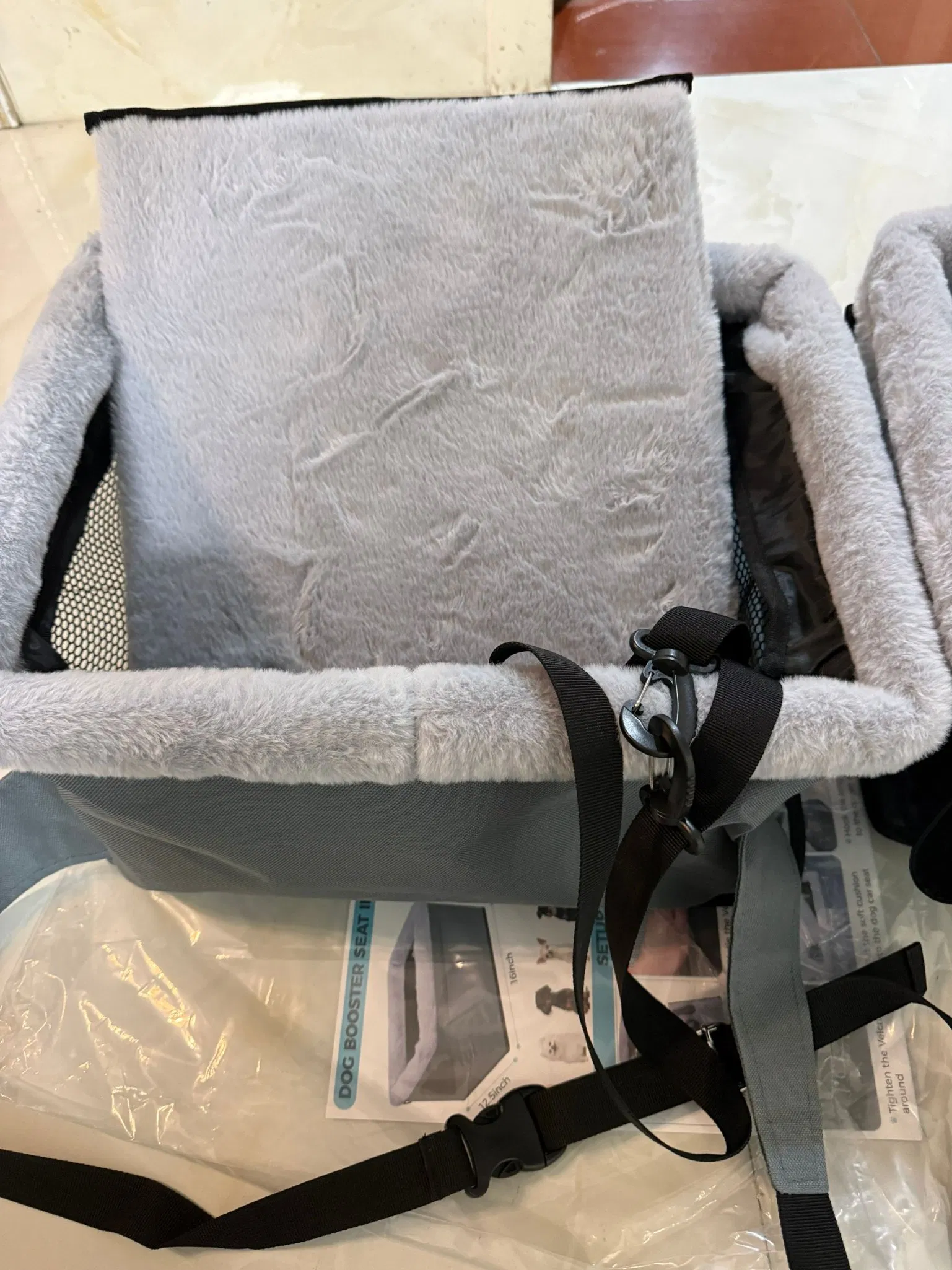 Asiento elevador para perros, transportadora, cama de malla transpirable, marco de metal, bolsa de viaje, hebilla de seguridad, asiento para perros en el coche