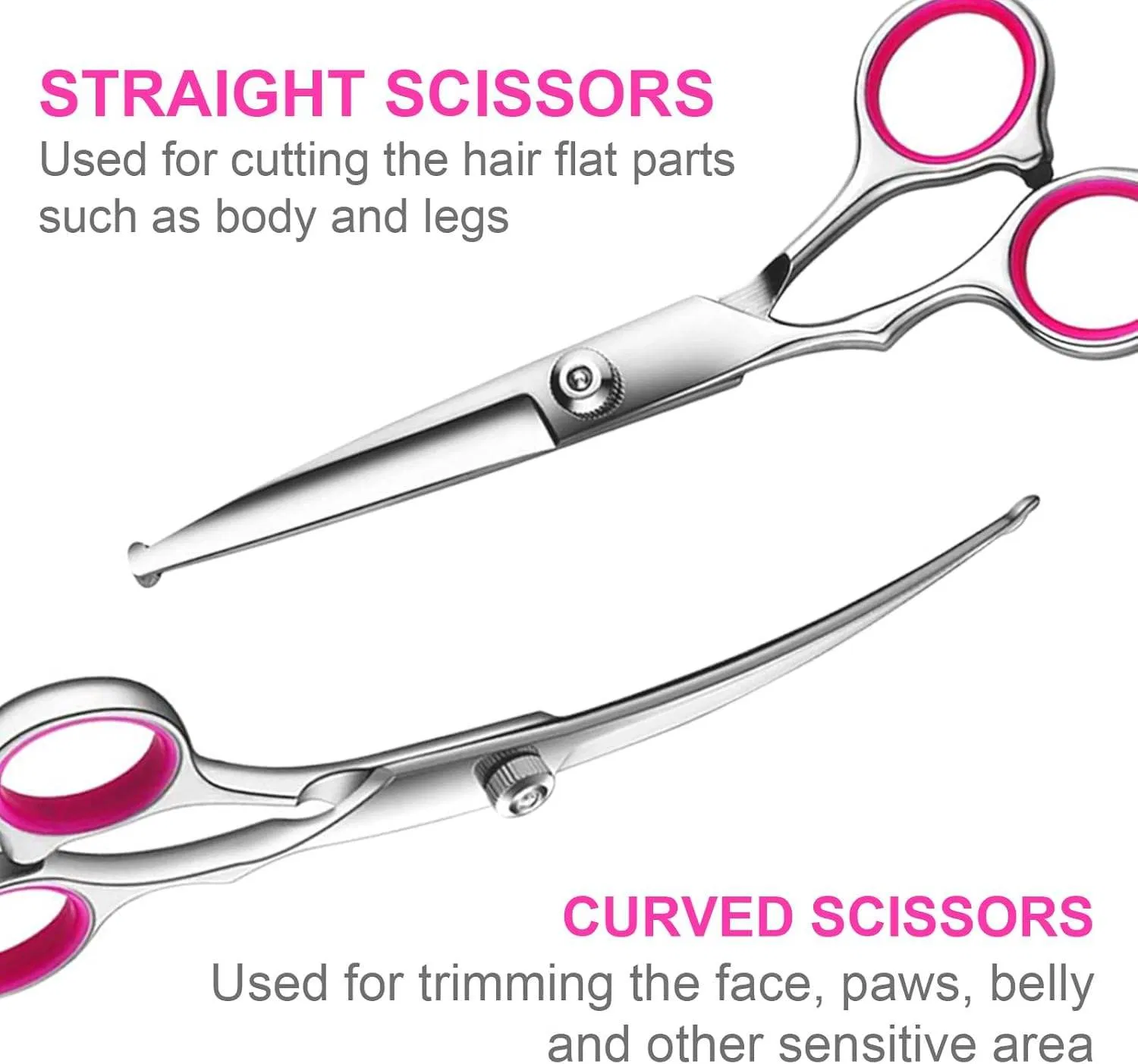 Tijeras curvas de acero inoxidable para adelgazar, peine y herramientas de extensión de cabello para gatos y perros