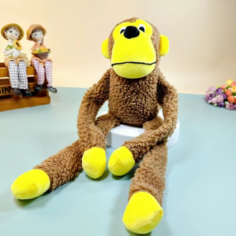 2025 Juguetes de mono de peluche divertidos y resistentes a las mordeduras, juguetes interactivos para perros que hacen ruido