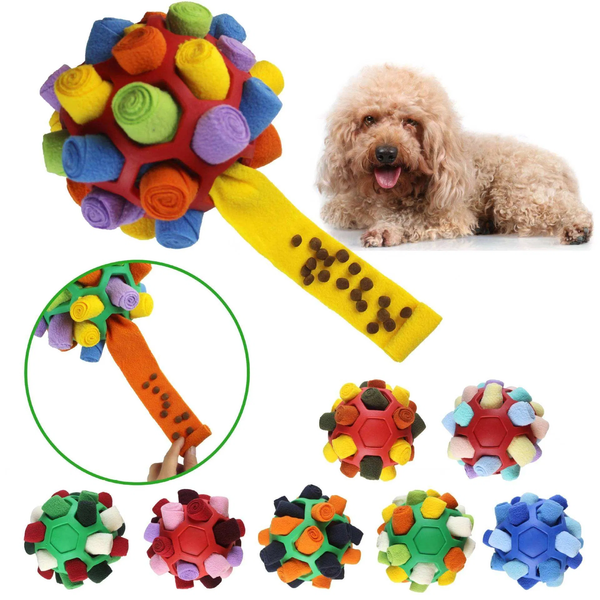 Juguete interactivo duradero para perros con diseño de rompecabezas de bola de goma dispensadora de comida oculta
