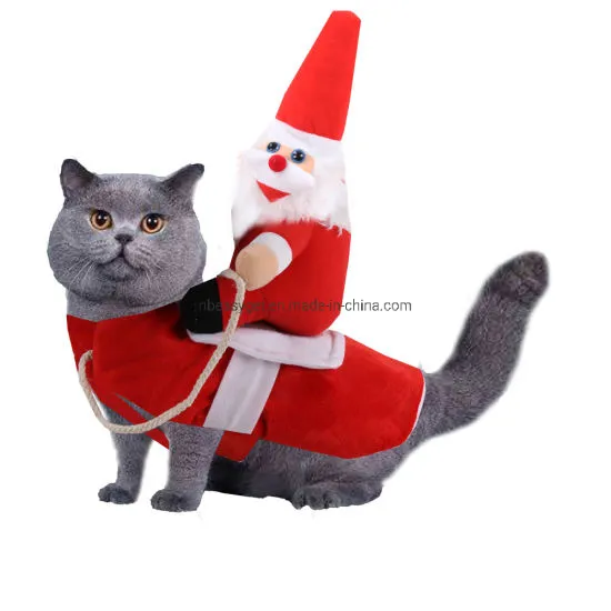 Disfraz de perro divertido de Santa Claus montando, ropa navideña para mascotas, ropa de fiesta Esg12467