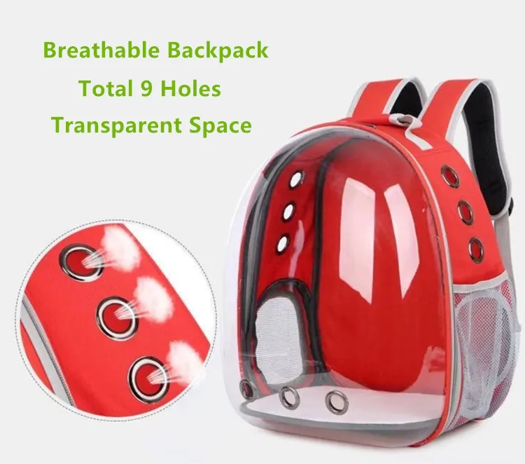 Mochila transportadora burbuja transparente para mascotas perros y gatos, bolsa transpirable