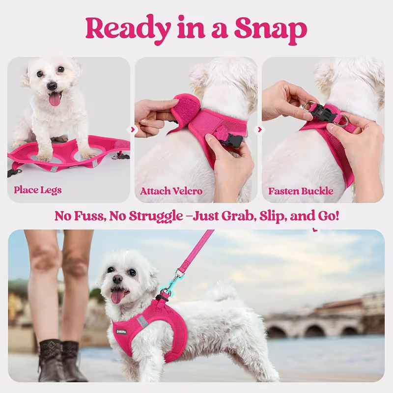Arnés para perros de malla de aire con logo personalizado, arnés de nylon cómodo y transpirable con patrón de letras para perros