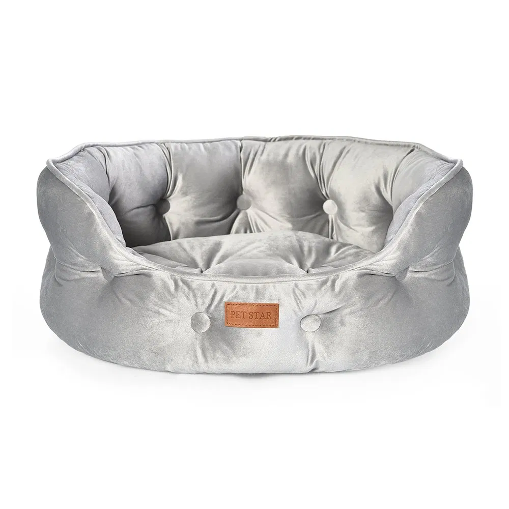 Cama de perro de lujo de terciopelo acolchado y cómodo con cojín removible