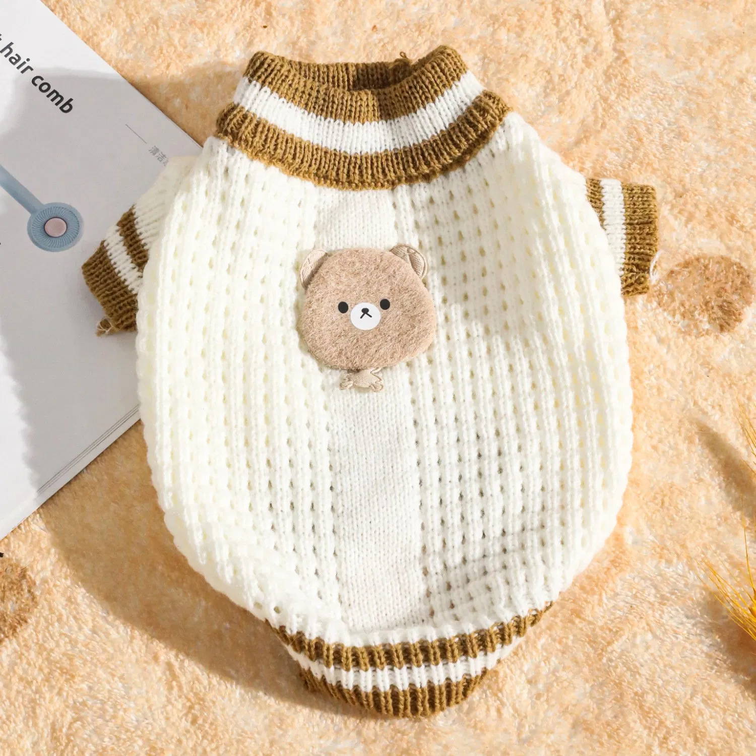 Nuevas Ropa para Gatos Suéter de Acrílico con Oso de Caricatura para Perros y Gatos de Tamaño Pequeño y Mediano Chaleco de Punto Cálido Ropa para Mascotas