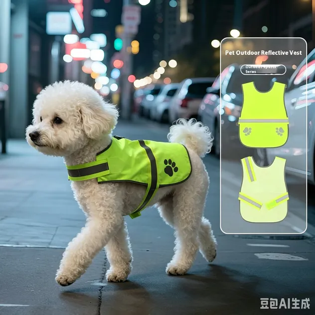 Chaleco de seguridad reflectante fluorescente para perros con correa ajustable, chaqueta para pasear mascotas