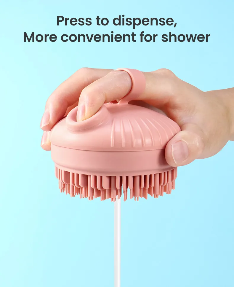 Cepillo de baño de silicona para mascotas, diseño de mano, tamaño personalizado, libre de BPA, para el cuidado de la piel, limpieza del cuero cabelludo, exfoliación, accesorio de baño para perros y gatos