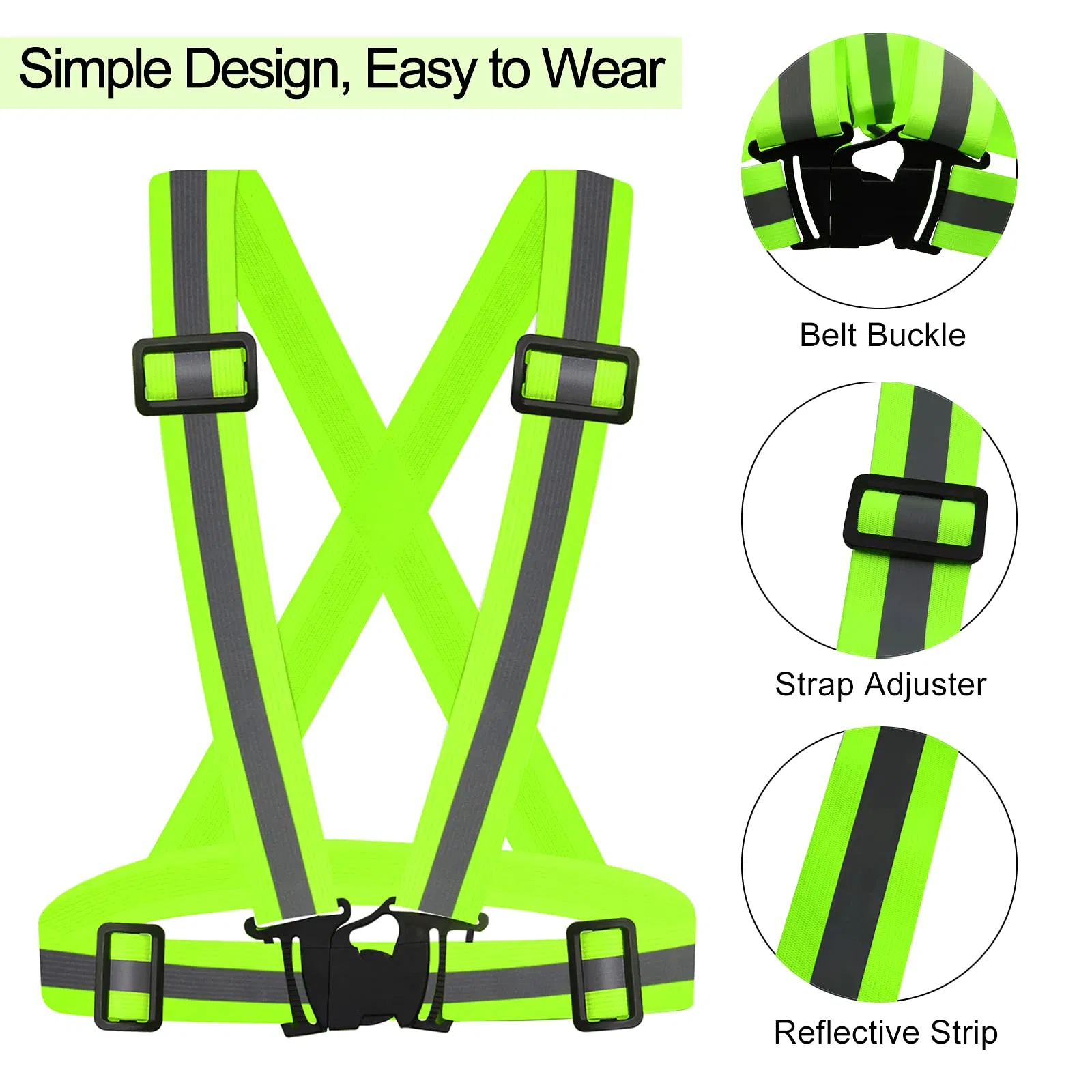 Equipo de Chaleco Reflectante para Correr 2 Pack, Cinturón Reflectante de Seguridad Ajustable de Alta Visibilidad para Correr de Noche, Ciclismo al Aire Libre, Motocicleta, Paseo de Perros, Trotar