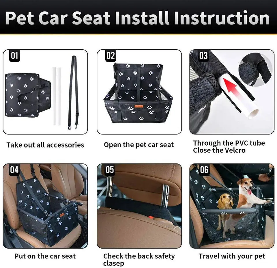 Asiento elevador para mascotas de viaje suave y lavable, ajustable, impermeable para perros y gatos en el coche