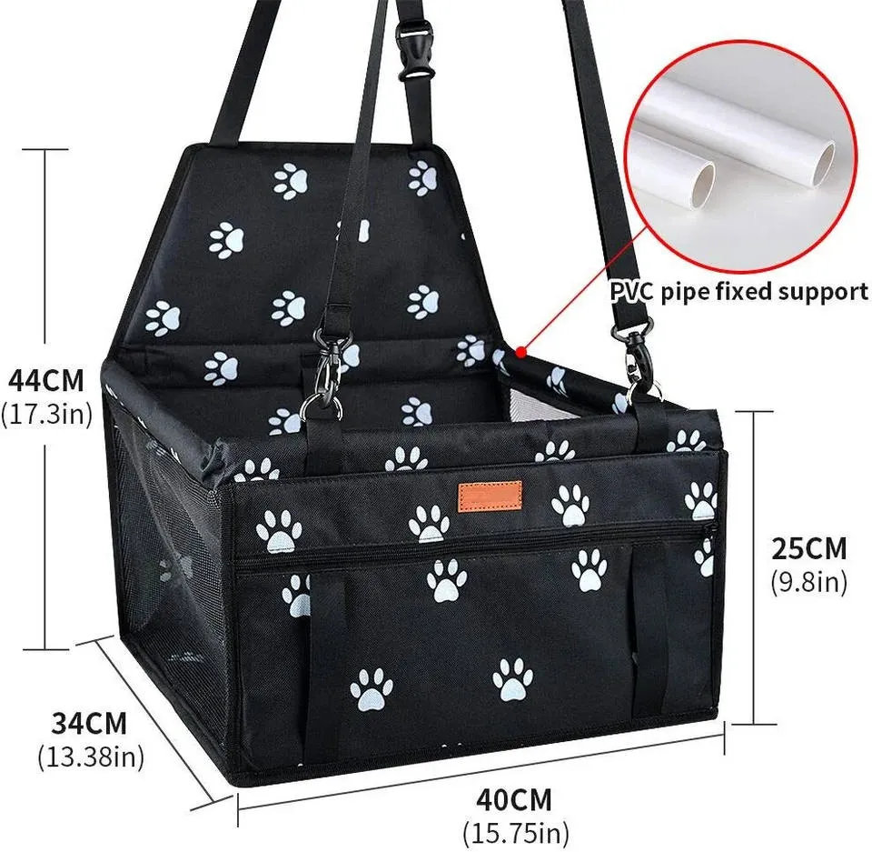 Asiento elevador para mascotas de viaje suave y lavable, ajustable, impermeable para perros y gatos en el coche