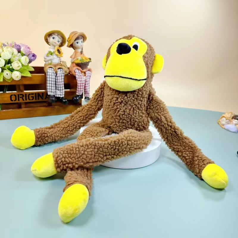 2025 Juguetes de mono de peluche divertidos y resistentes a las mordeduras, juguetes interactivos para perros que hacen ruido