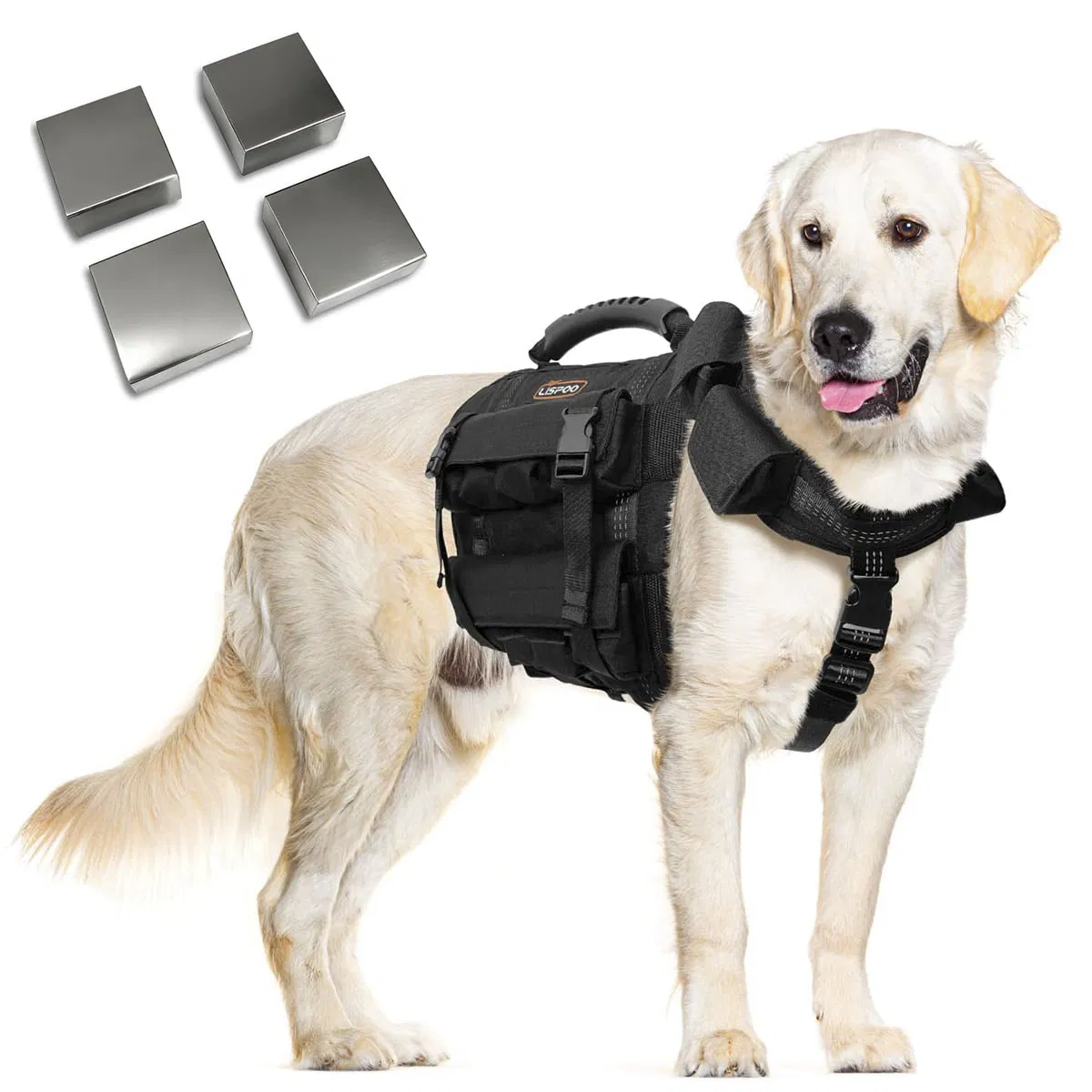 Conjunto de Chaleco y Collar para Perros con 4 Pesas Removibles de 0.88 Lb Equipamiento de Entrenamiento para Perros Medianos y Grandes