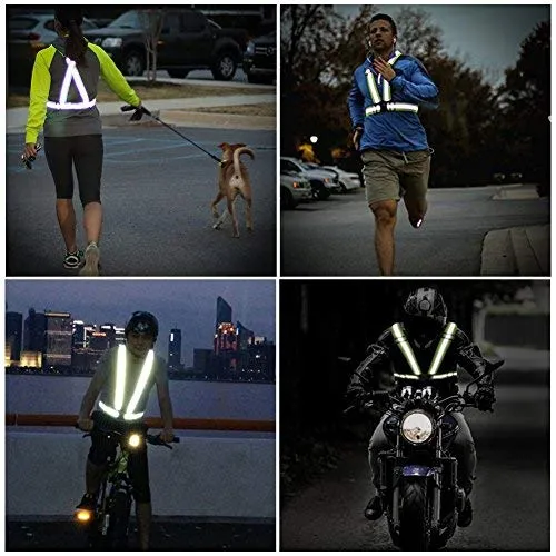 Equipo de Chaleco Reflectante para Correr 2 Pack, Cinturón Reflectante de Alta Visibilidad Ajustable para Correr de Noche, Ciclismo al Aire Libre, Motocicleta, Paseo de Perros, Trote