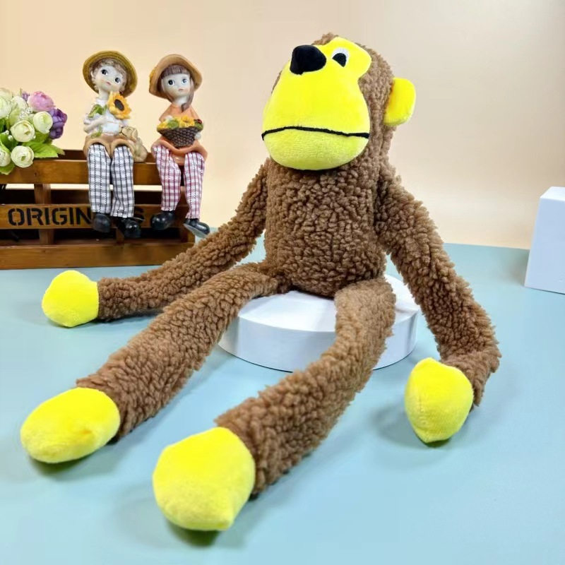 2025 Juguetes de mono de peluche divertidos y resistentes a las mordeduras, juguetes interactivos para perros que hacen ruido
