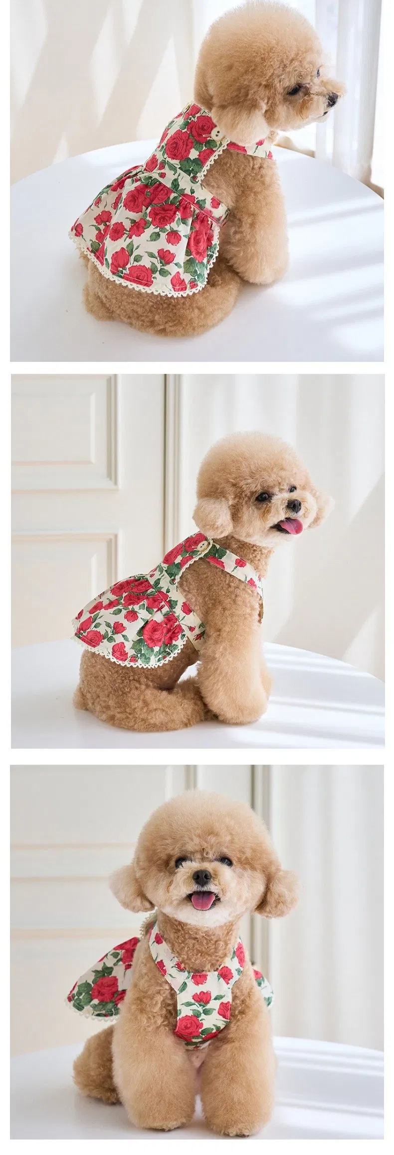 Vestido de Rosa para Perro Gato Teddy Bichón Ropa para Mascotas