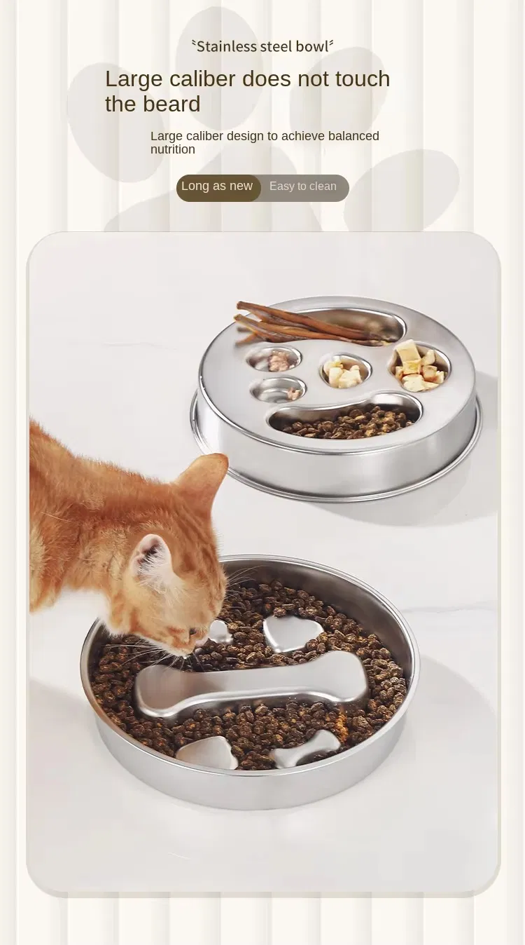 Comederos de acero elevados con 2 cuencos para gatos y perros de alimentación lenta