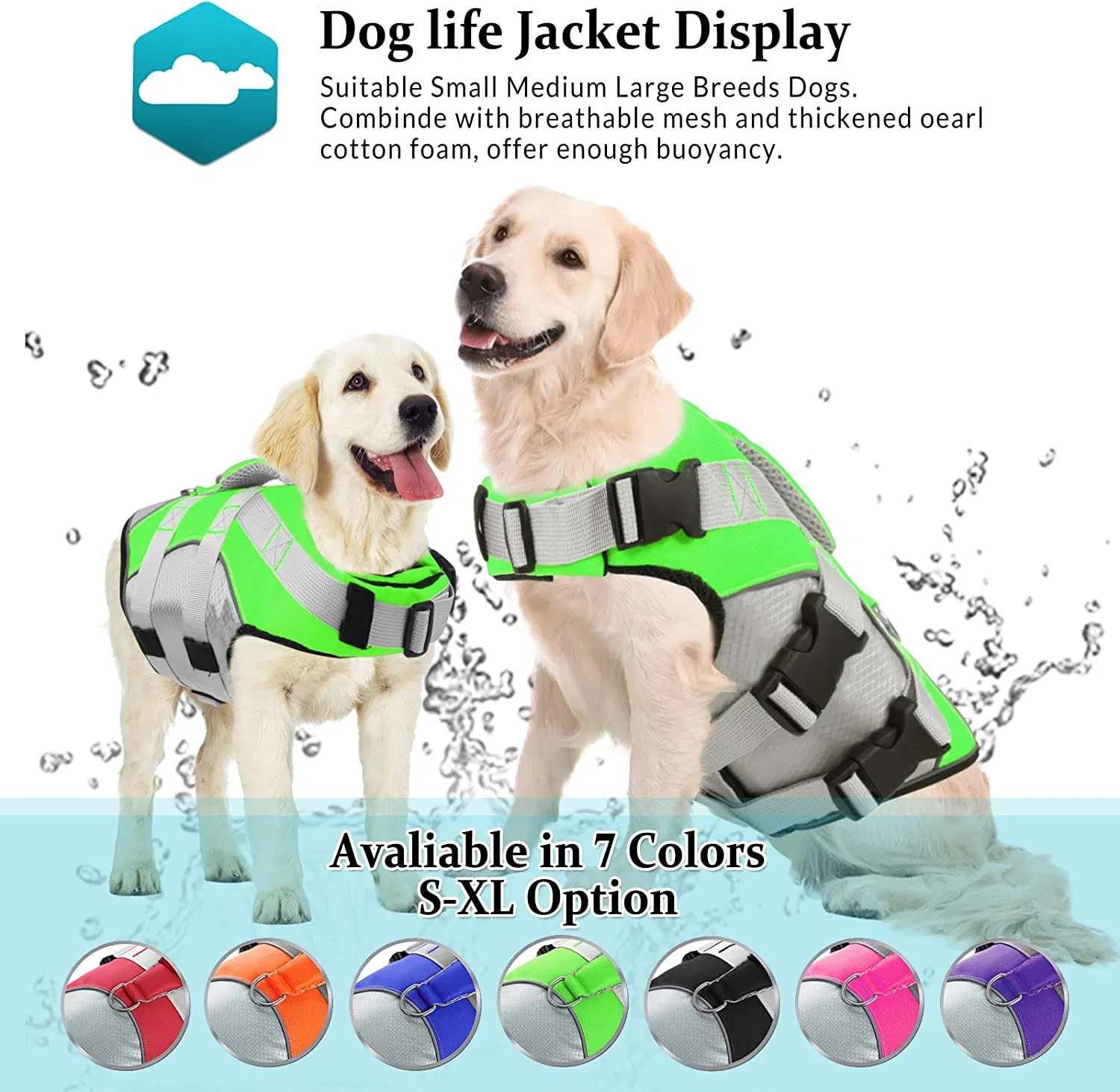 Chalecos de vida para perros ajustables, salvavidas de seguridad para perros pequeños, medianos y grandes