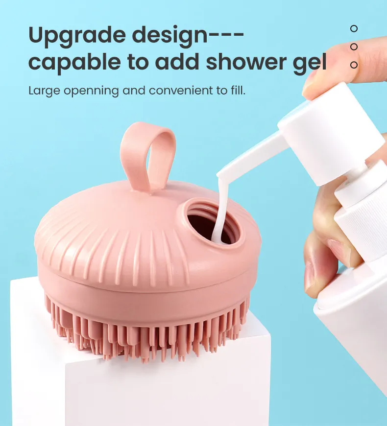 Cepillo de baño de silicona para mascotas, diseño de mano, tamaño personalizado, libre de BPA, para el cuidado de la piel, limpieza del cuero cabelludo, exfoliación, accesorio de baño para perros y gatos