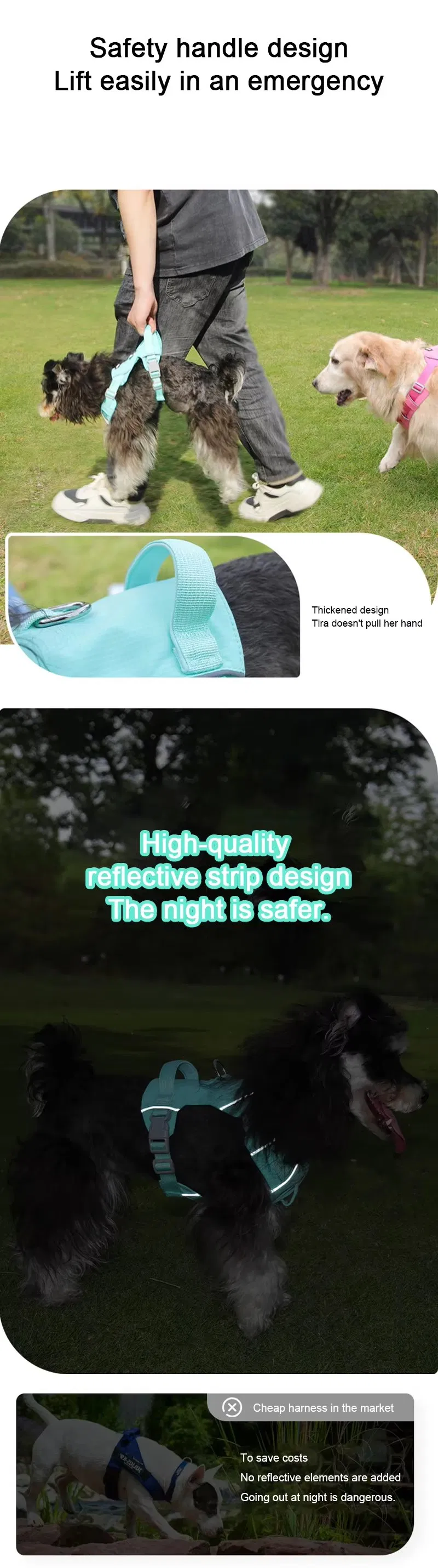 Arnés para perro mascota, impermeable, transpirable, reflectante, de secado rápido, equipo ajustable y ligero