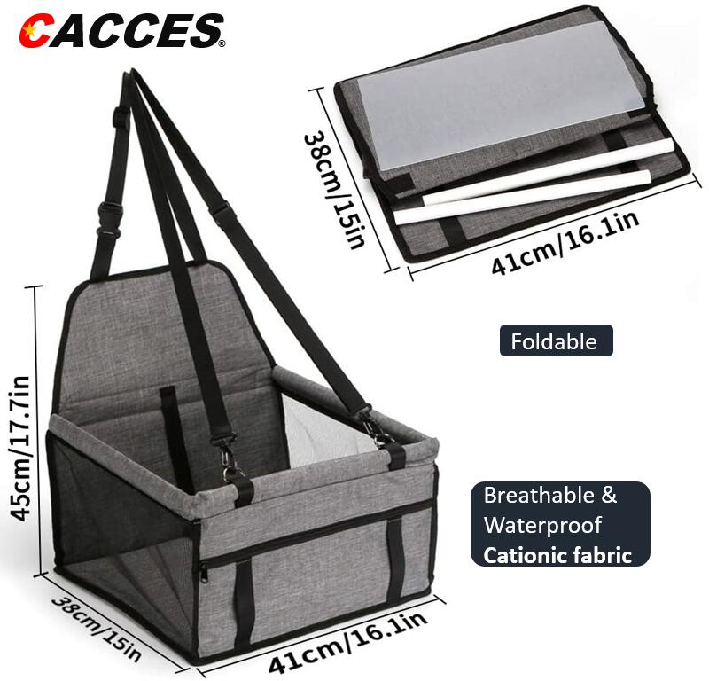 Asiento de coche para perros estable, asiento robusto para perros, asiento para cachorros en el coche para perros de tamaño pequeño a mediano, marcos reforzados, cinturones de seguridad, asiento de coche impermeable para mascotas para el asiento trasero y delantero