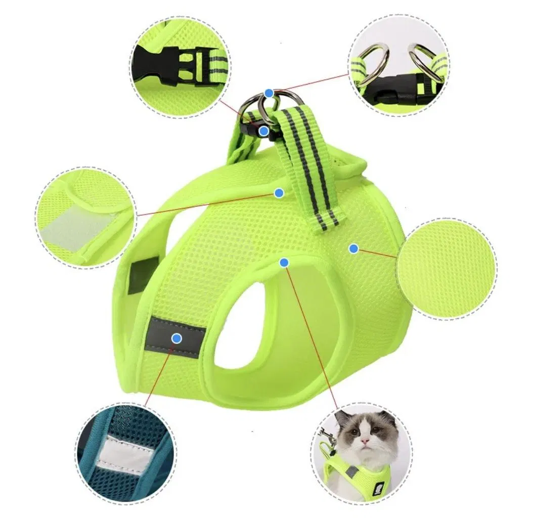 Arneses para mascotas con tirantes ajustables de malla transpirable y tira reflectante