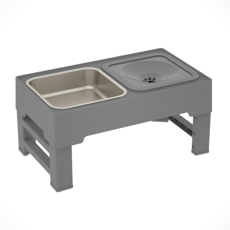 Llegada 2-in-1 Cuencos Elevados Dobles para Perros Plegables de Acero Inoxidable 4 Comedero Elevado para Mascotas Ajustable en Altura y Lento