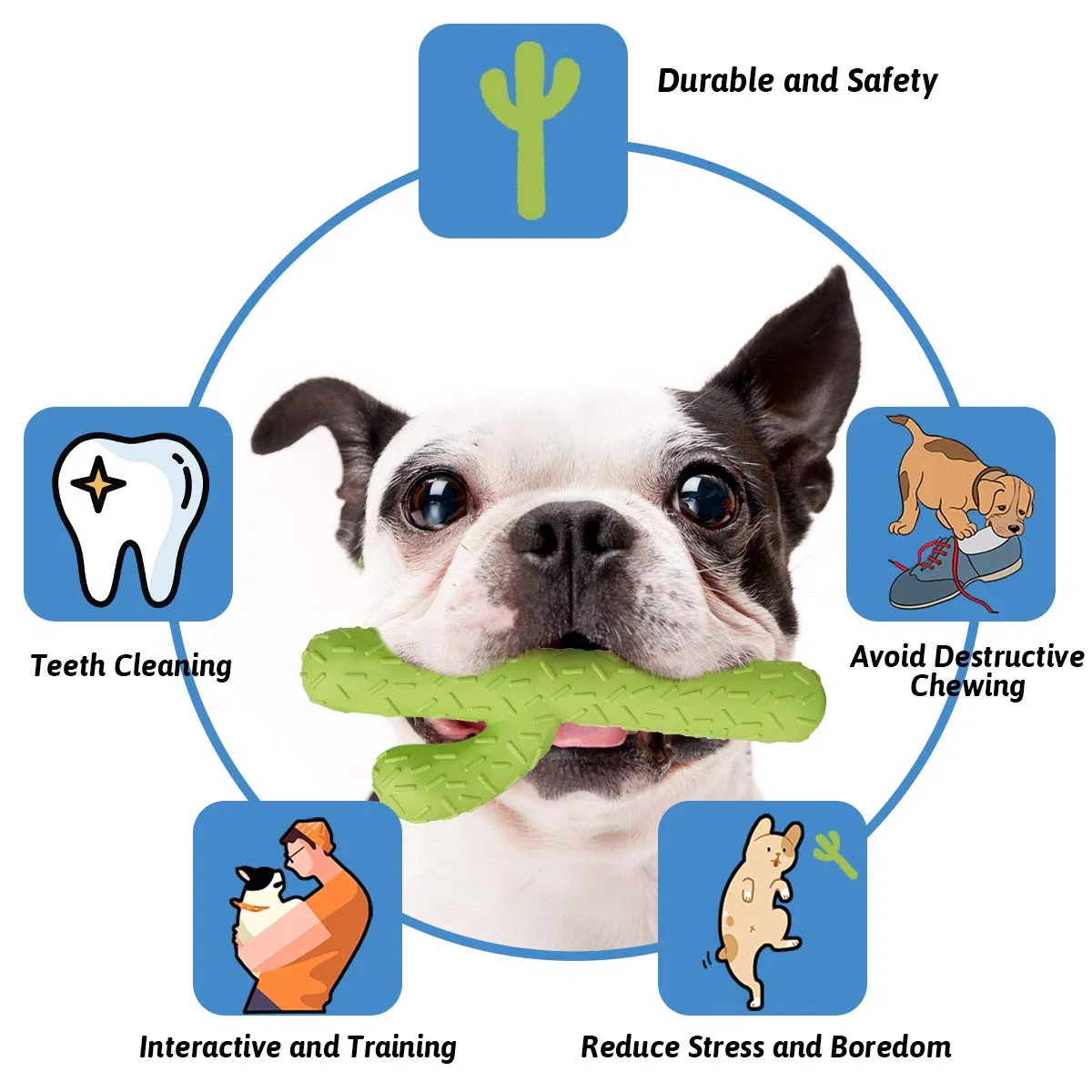 Juguetes para masticar perros, juguetes de goma duraderos para perros que mastican agresivamente, juguetes en forma de cactus resistentes para entrenamiento y limpieza dental, juguete interactivo para perros medianos y grandes