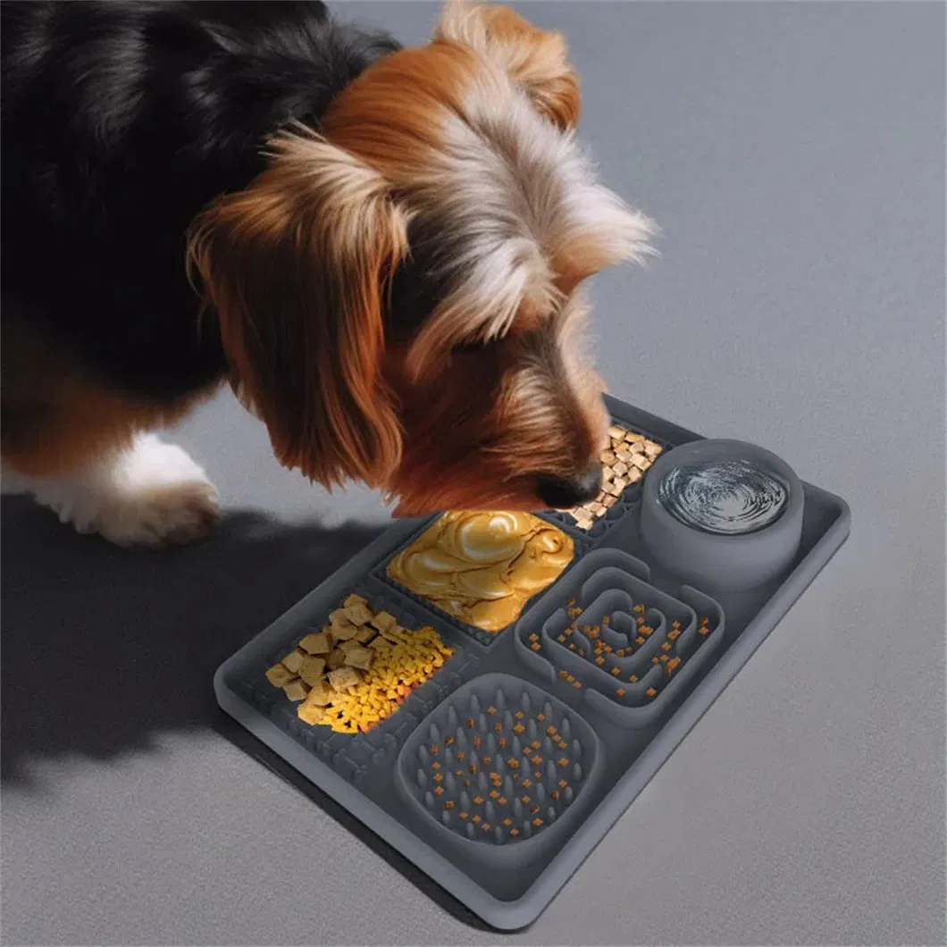 Nuevo cuadrado rectangular antideslizante alimentador lento de silicona para perros, alfombrilla de lamido