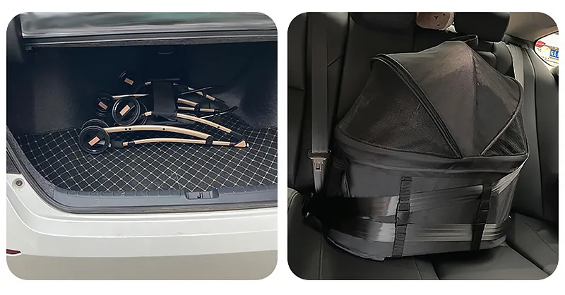 Bolsa de transporte para perros y gatos de tela Oxford con carrito de acero inoxidable