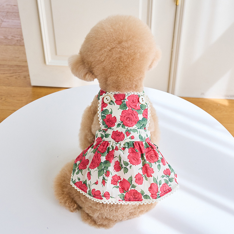 Vestido de Rosa para Perro Gato Teddy Bichón Ropa para Mascotas