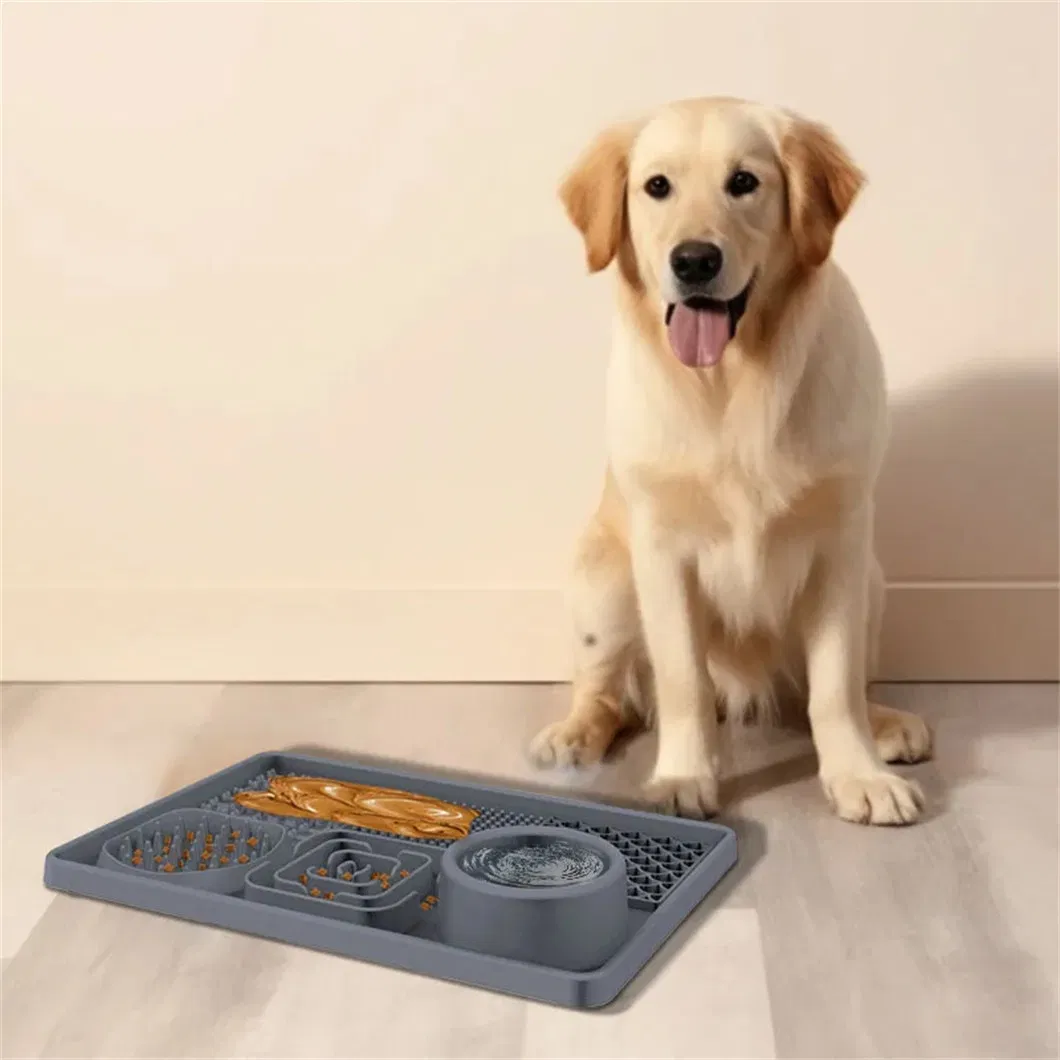 Nuevo cuadrado rectangular antideslizante alimentador lento de silicona para perros, alfombrilla de lamido