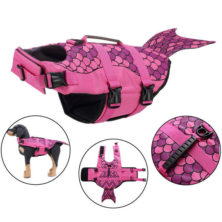 Chaleco de seguridad para mascotas de color amarillo con flotabilidad y asa de rescate para perros pequeños
