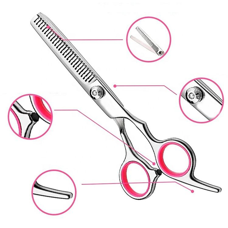 Tijeras curvas de acero inoxidable para adelgazar, peine y herramientas de extensión de cabello para gatos y perros