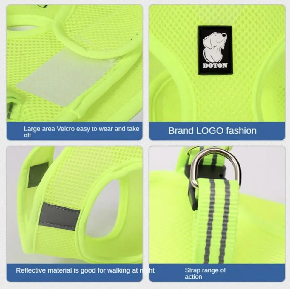 Arneses para mascotas con tirantes ajustables de malla transpirable y tira reflectante
