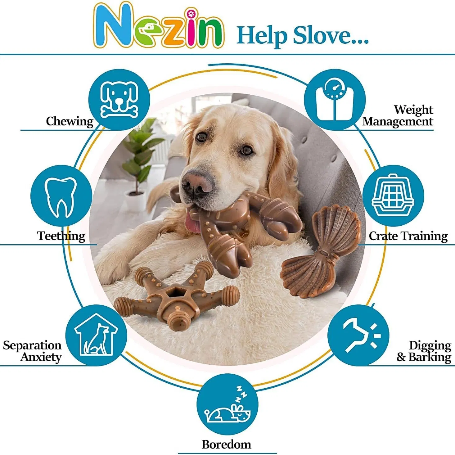 Juguetes interactivos para perros, duraderos, resistentes a mordidas, a prueba de fugas, para limpiar los dientes y moler huesos