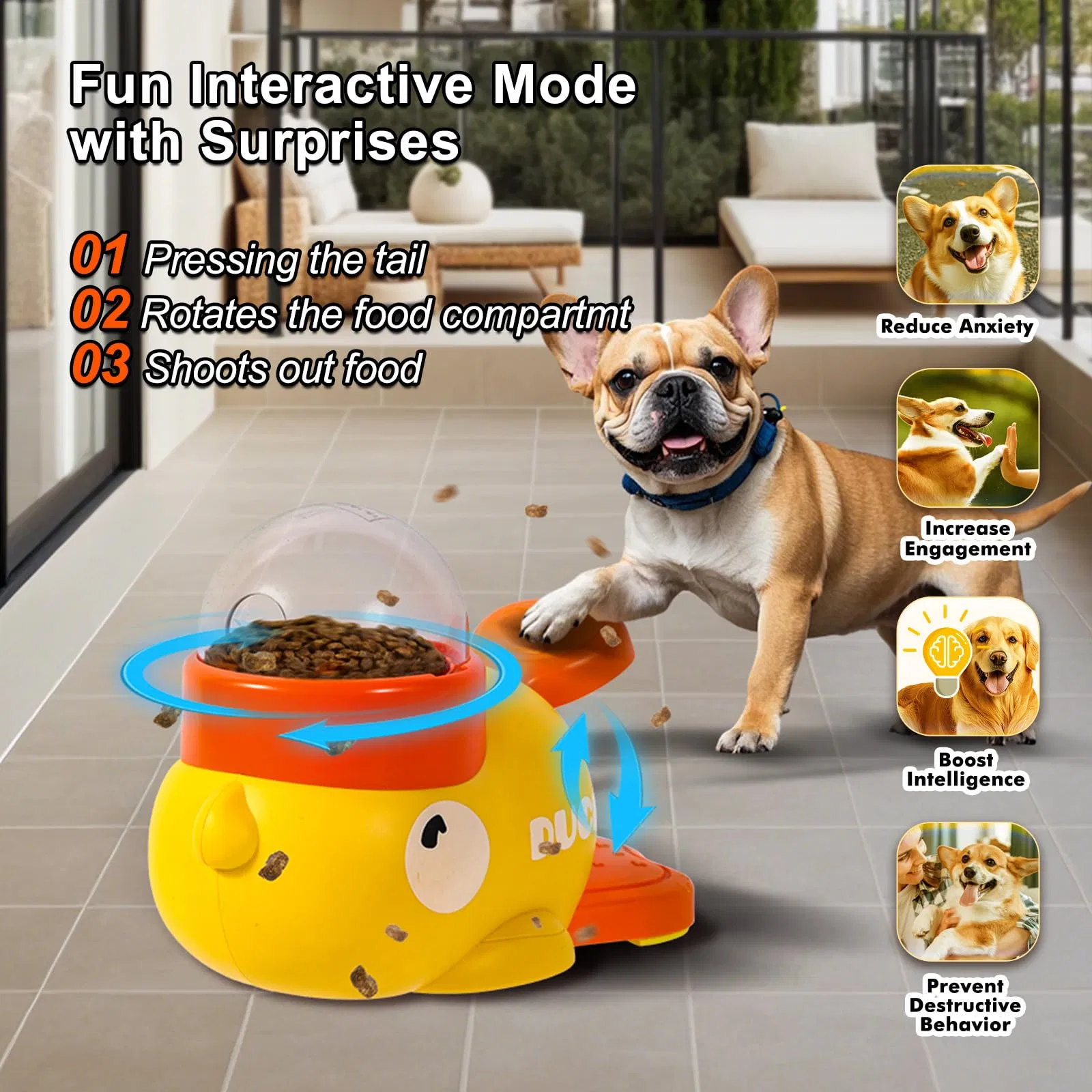 2-in-1 Juguete para perro interactivo dispensador de golosinas