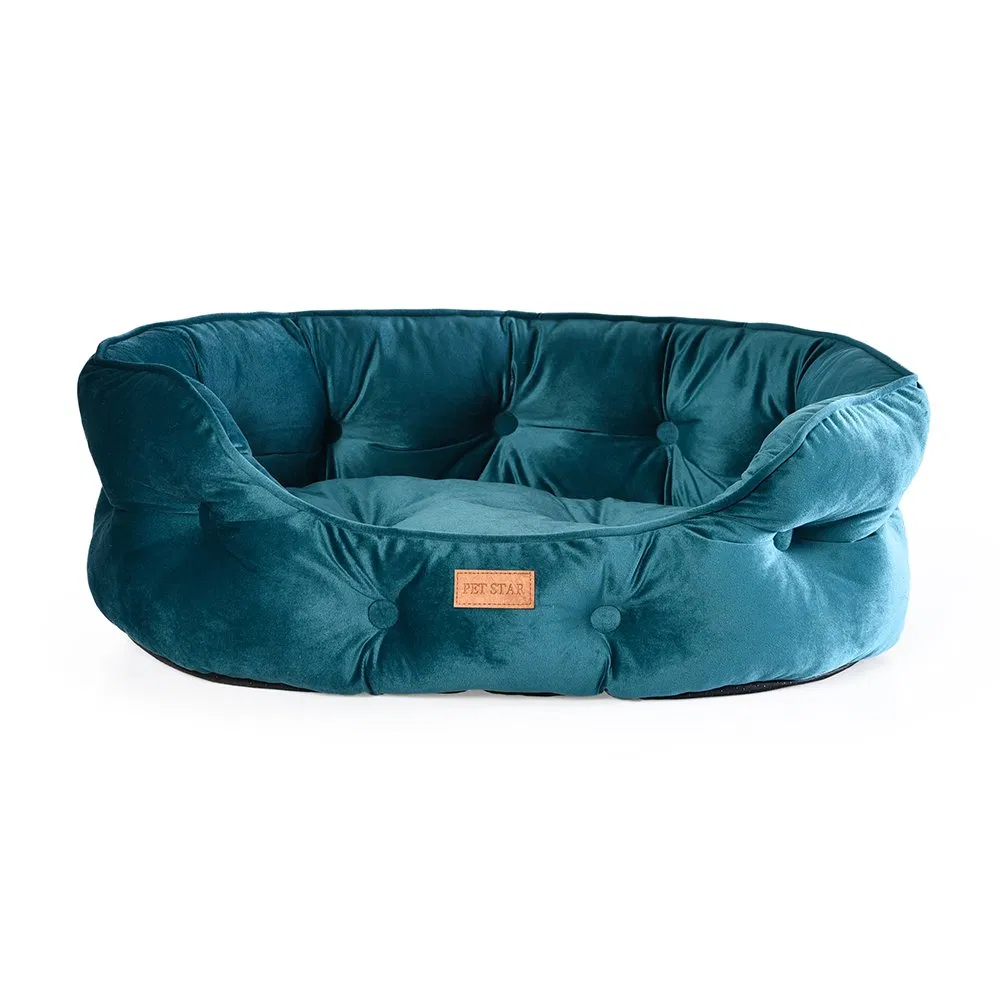 Cama de perro de lujo de terciopelo acolchado y cómodo con cojín removible