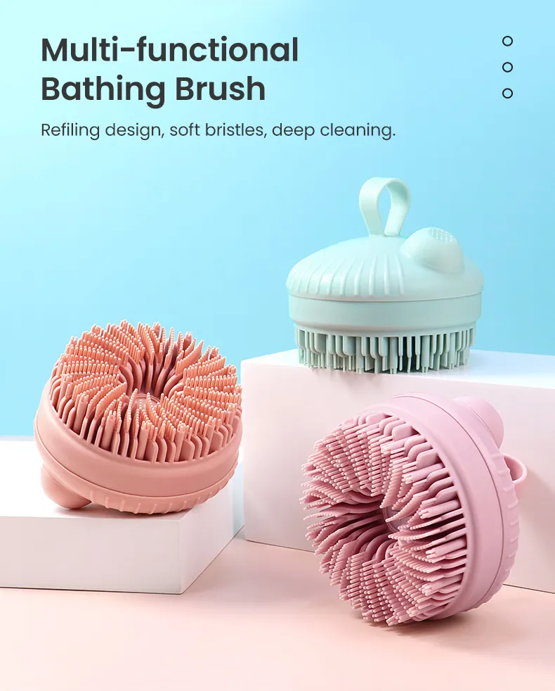 Cepillo de baño de silicona para mascotas, diseño de mano, tamaño personalizado, libre de BPA, para el cuidado de la piel, limpieza del cuero cabelludo, exfoliación, accesorio de baño para perros y gatos