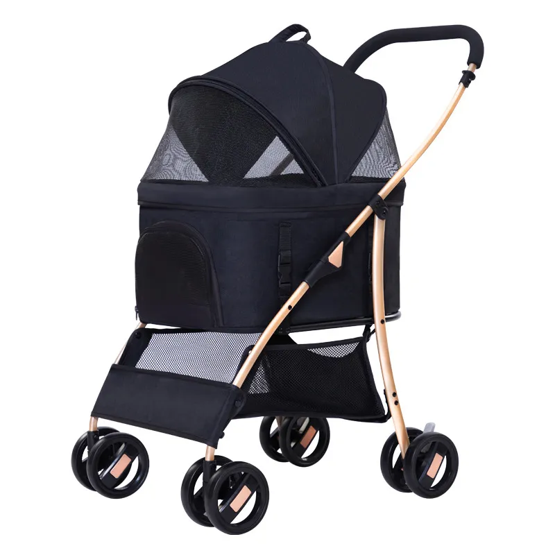 Bolsa de transporte para perros y gatos de tela Oxford con carrito de acero inoxidable